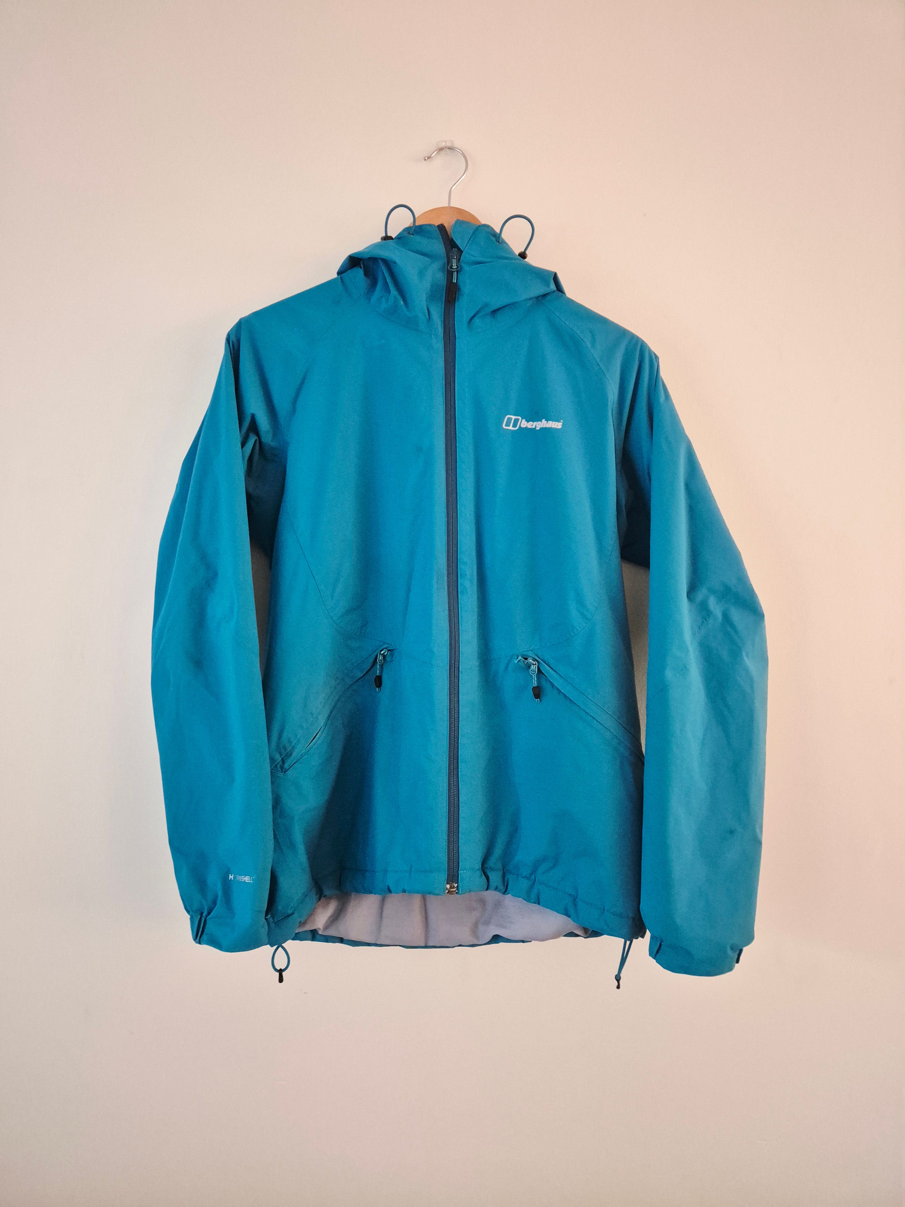 Share Berghaus Hydroshell Women's Waterproof Hooded Jacket UK 10 Blue Hiking Rain Coat